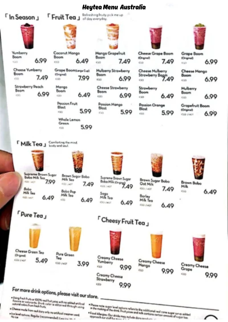 Heytea Menu Australia
