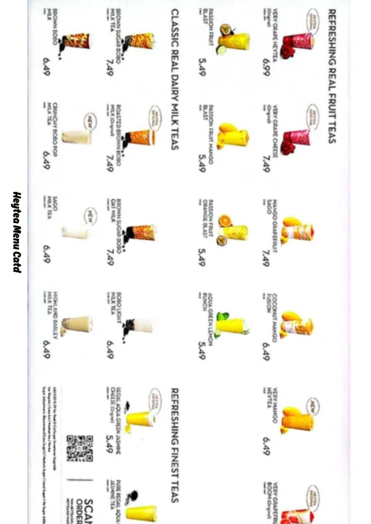 Heytea Menu Card