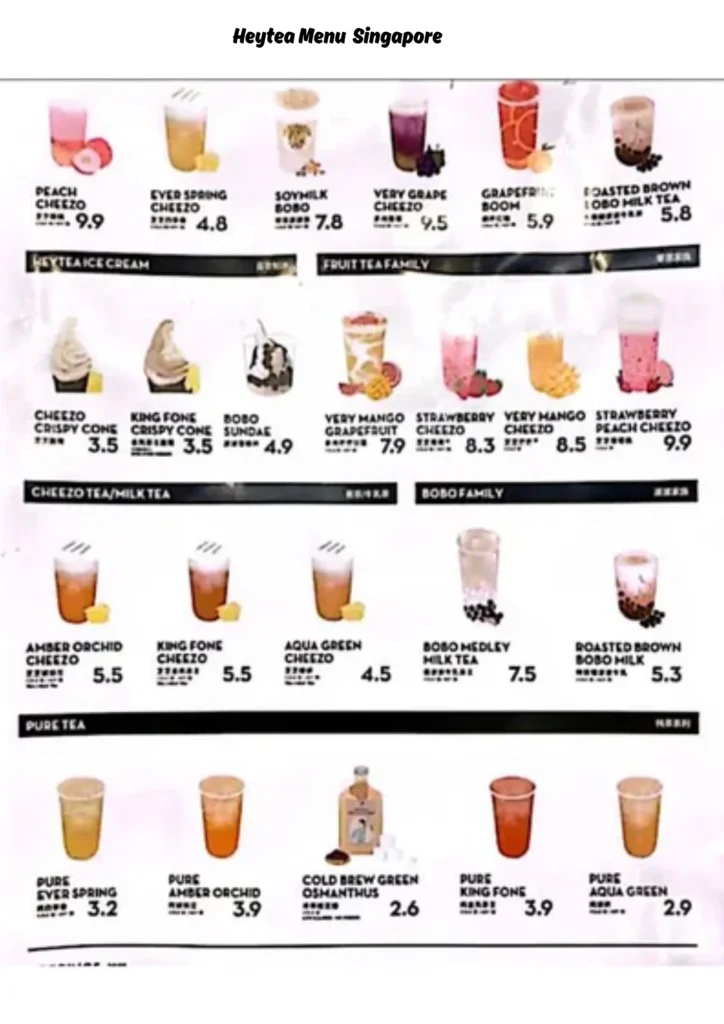 Heytea Menu Singapore