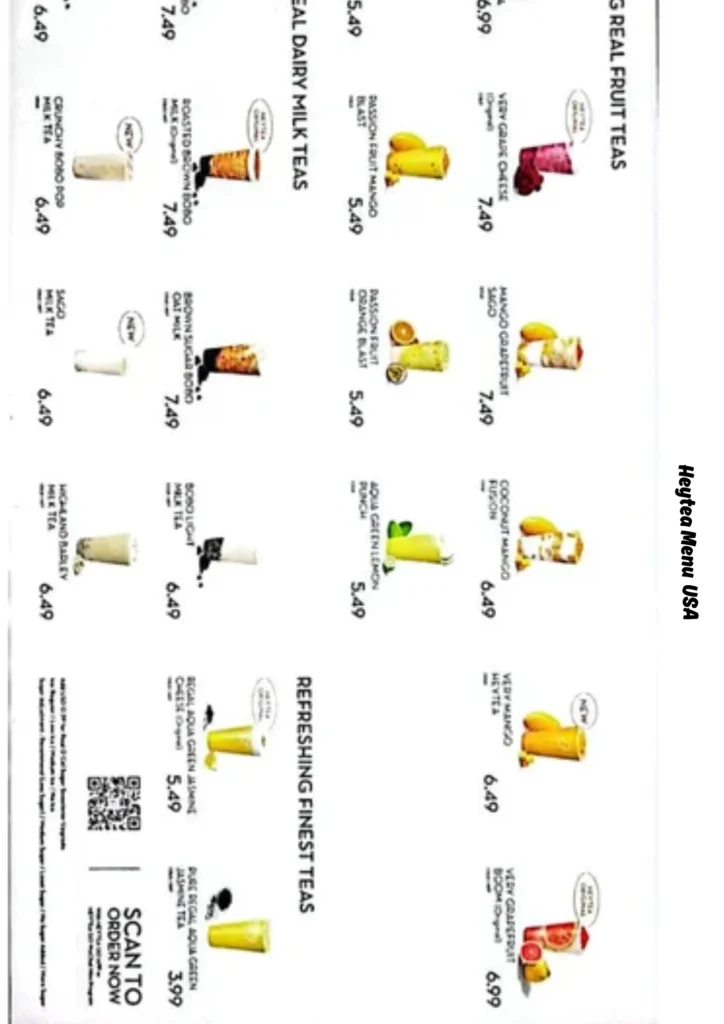 Heytea Menu USA