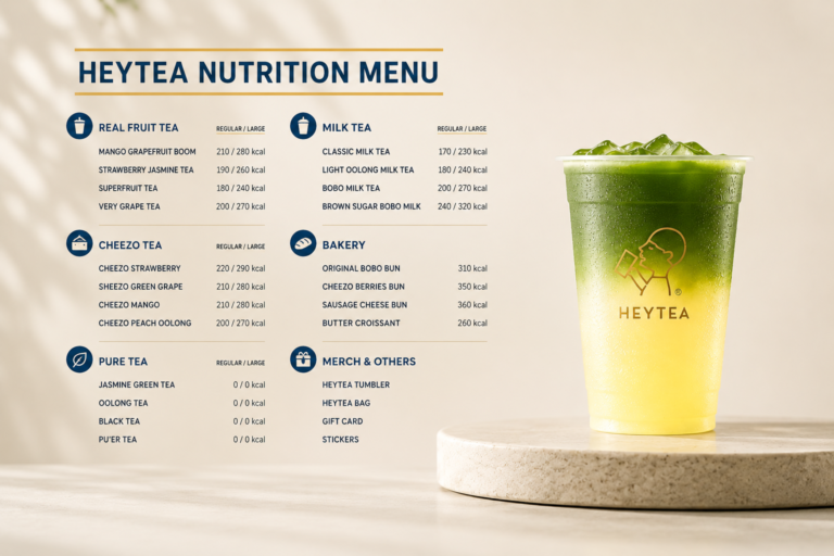 Heytea Nutrition Menu 2026
